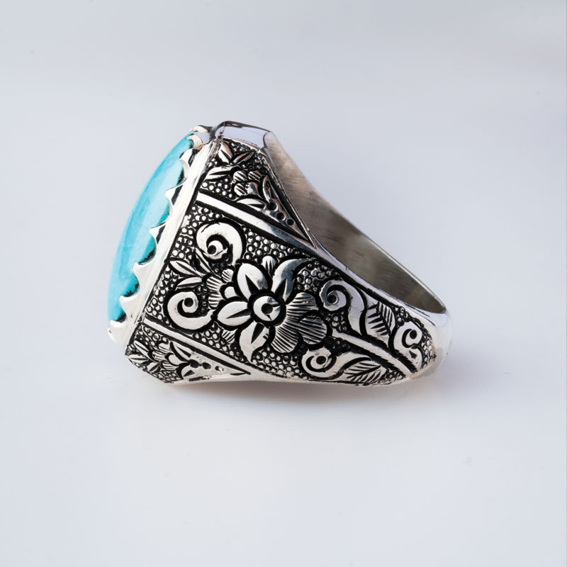 رکاب دستساز نقره، مدل فیلی با طرح قلمزنی (هنر استاد جنتی)