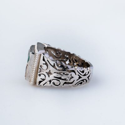 رکاب دستساز نقره مدل فیلی، طرح مربعی (هنر استاد بخشی)