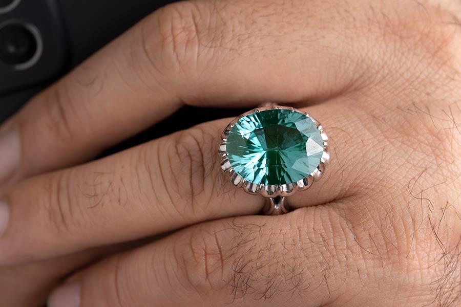 انگشتر توپاز سبز افریقایی برسام