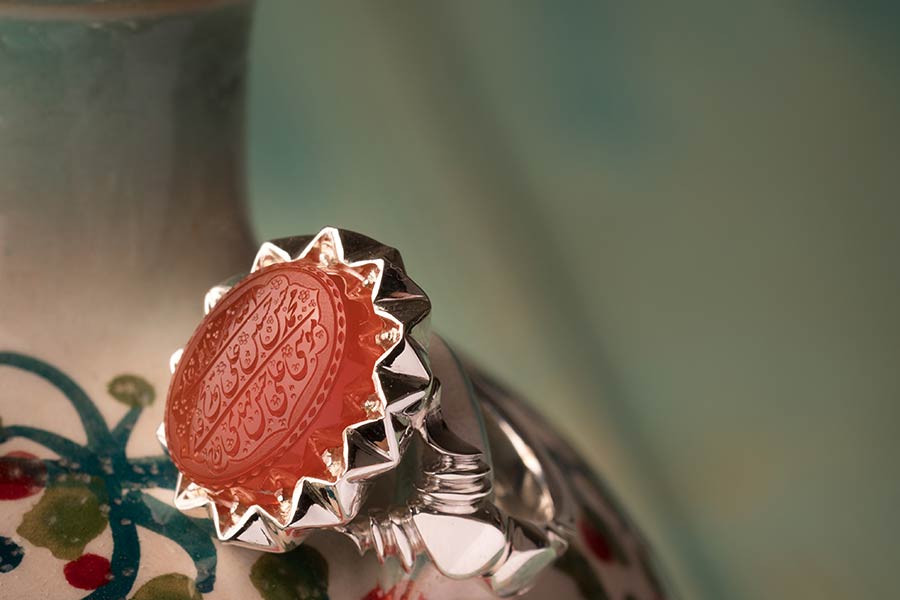 انگشتر عقیق با حکاکی چهارده معصوم