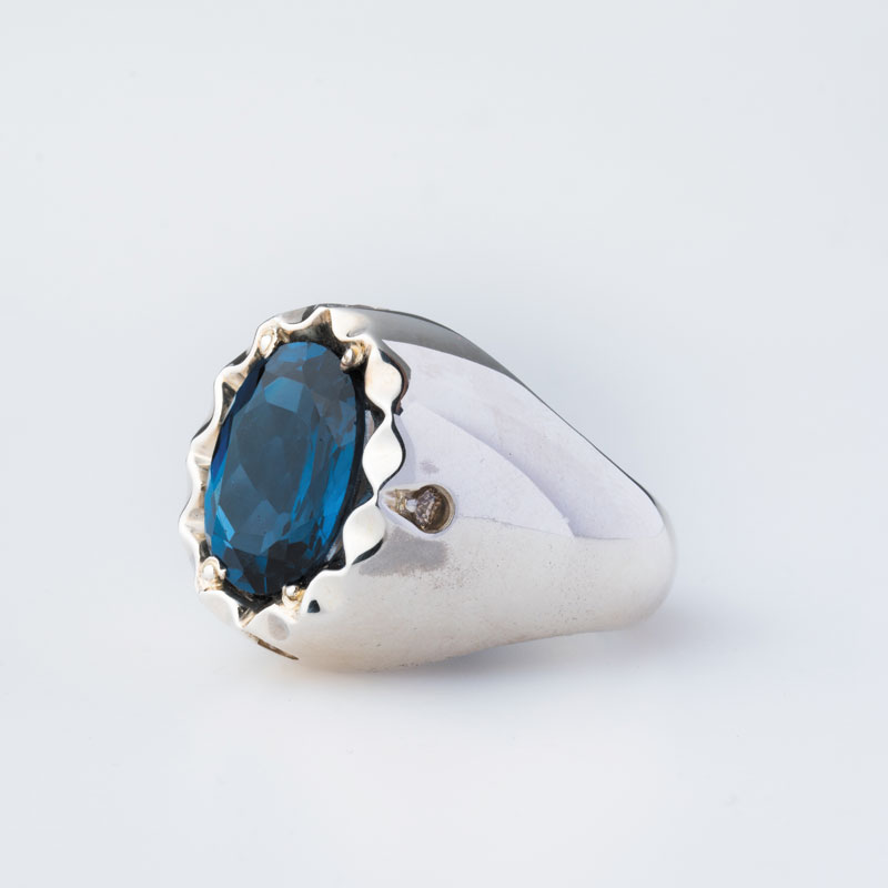 رکاب دستساز نقره، طرح اسلیمی با 4 الماس اصل (هنر استاد اسکندری)