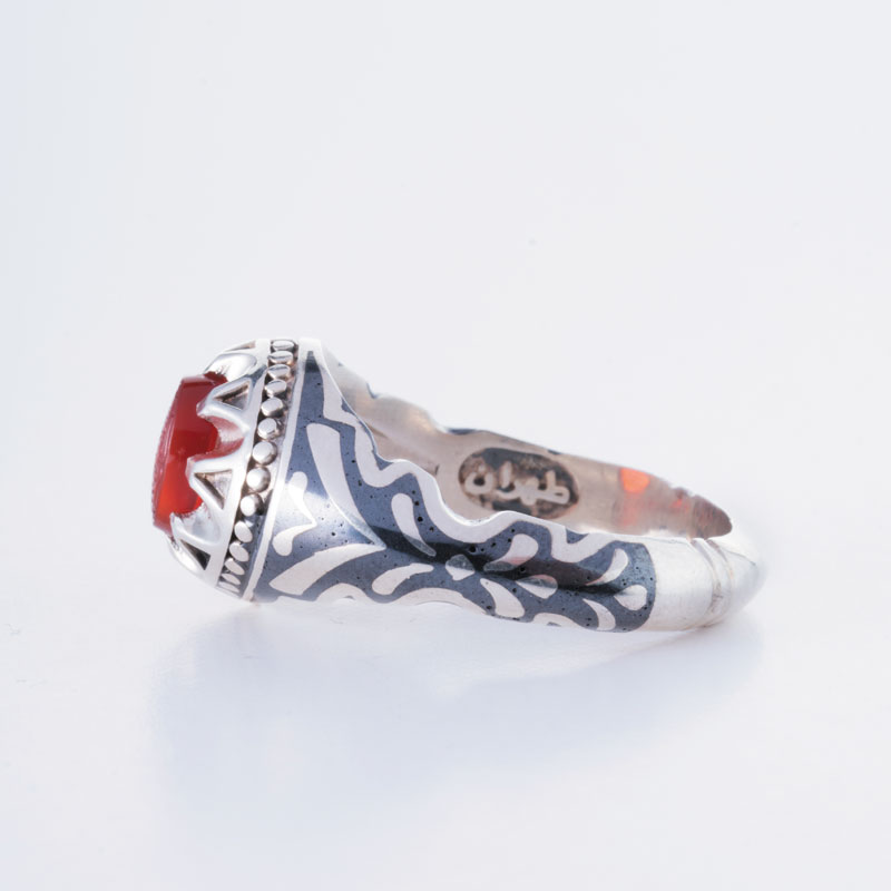 رکاب دستساز نقره مدل فیلی، طرح سیاه قلم (هنر استاد فتحیان)