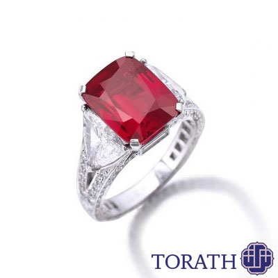 نگین یاقوت 8.62 قیراطی انگشتر Graff Ruby اولین بار توسط گراف پادشاه الماس دنیا در حراج خریداری شد.