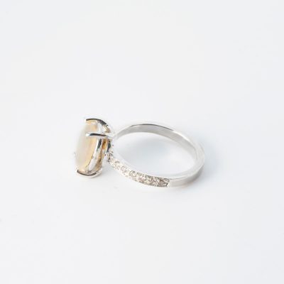 رکاب دستساز نقره، مدل چهارچنگ با طرح سولیتر (هنر خانم طاهری) به همراه 12 عدد الماس اصل