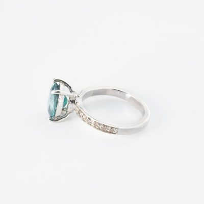 رکاب دستساز نقره، مدل چهارچنگ با طرح سولیتر (هنر خانم طاهری) با 12 عدد الماس اصل