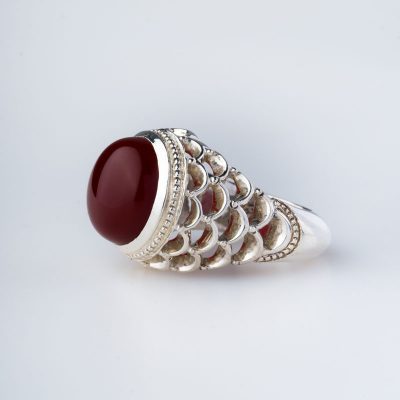 رکاب دستساز نقره، مدل فیلی با طرح پولکی (هنر استاد حاج رضایی)