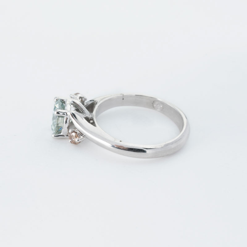 رکاب دستساز نقره، مدل چهارچنگ با طرح سولیتر (هنر استاد اسکندری) به همراه 2 عدد الماس اصل