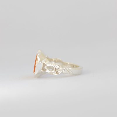 رکاب دستساز نقره، مدل صفوی با طرح اشکی (هنر استاد اسکندری) به همراه 4 عدد الماس اصل