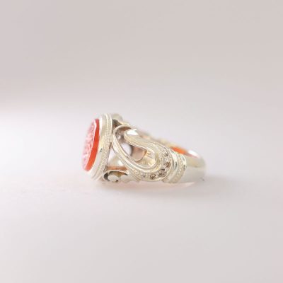 رکاب دستساز نقره، مدل فیلی با طرح ترنج (هنر استاد اسکندری) به همراه 10 عدد الماس اصل