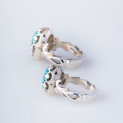 رکاب دستساز نقره، مدل صفوی با طرح هلالی (هنر استاد اسکندری)