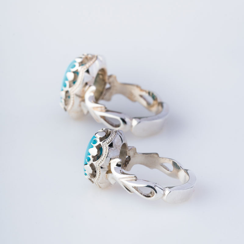 رکاب دستساز نقره، مدل صفوی با طرح هلالی (هنر استاد اسکندری)