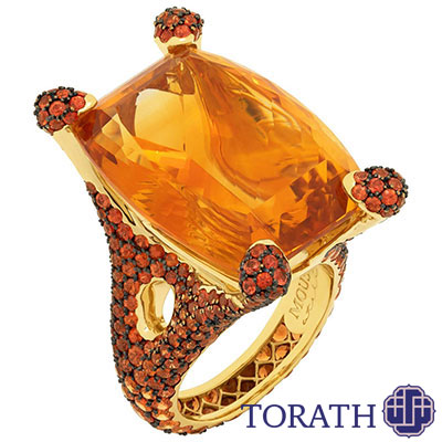 سیترین 33.27 قیراط و یاقوت کبود نارنجی