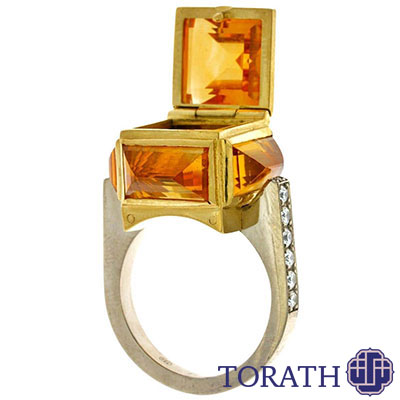 انگشتر جعبهای سیترین Brutalist