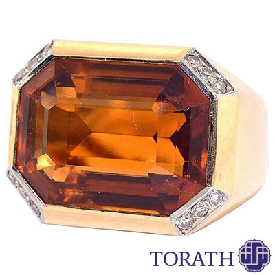 گران ترین انگشتر کوکتل سیترین تراش زمرد و الماس