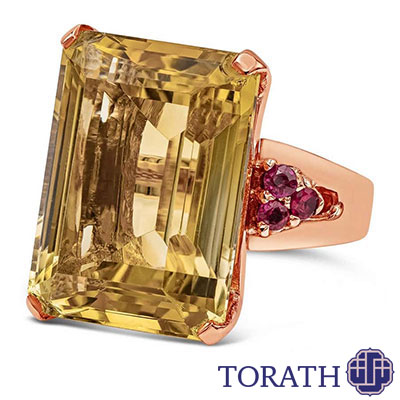 سیترین طلایی 23.62 قیراط و یاقوت سرخ