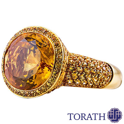 انگشتر تک سنگ سیترین تراش زمرد