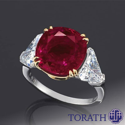 انگشتر الماس و یاقوت برمه موگوک با وزن 8.99 قیراط