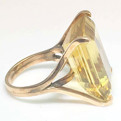 انگشتر تک سنگ سیترین تراش زمرد