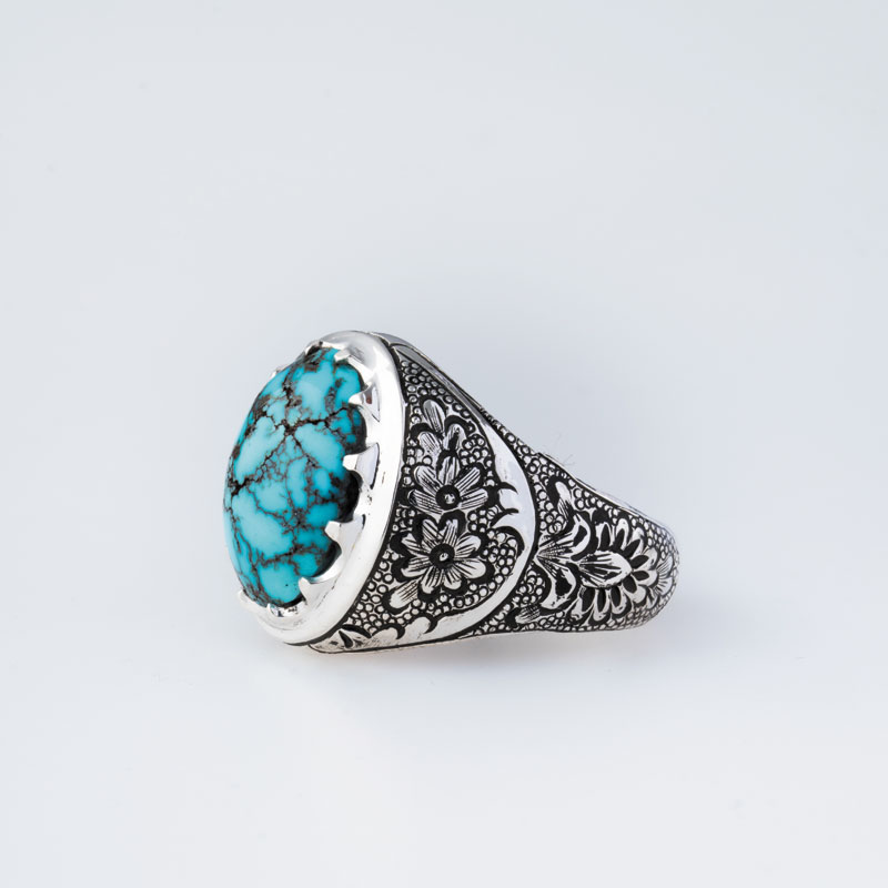 رکاب دستساز نقره، مدل فیلی با طرح قلم‌زنی (هنر استاد میرزایی)