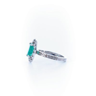 رکاب دستساز نقره، مدل چهارچنگ با طرح سولیتر (هنر استاد اسکندری) به همراه 30 عدد الماس اصل