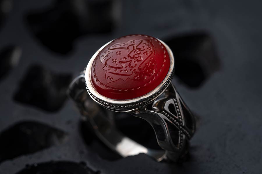 انگشتر مردانه عقیق کارنلین وَسام